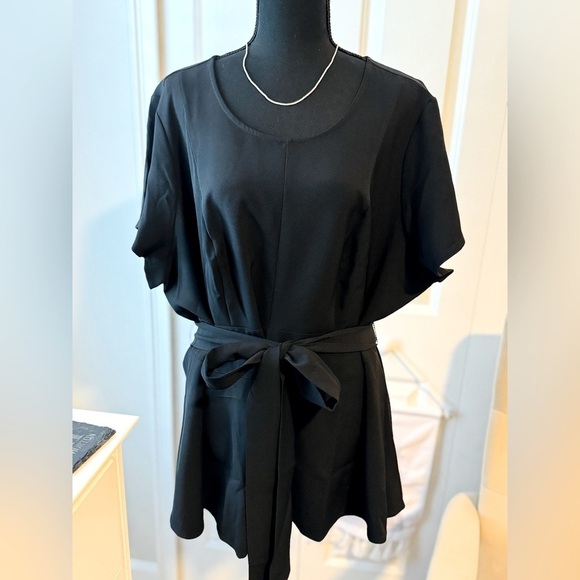 Lane Bryant Womens Plus Size 24 (2x) Black Tie Belted Scoop Top NEW Neve… - Picture 1 of 4